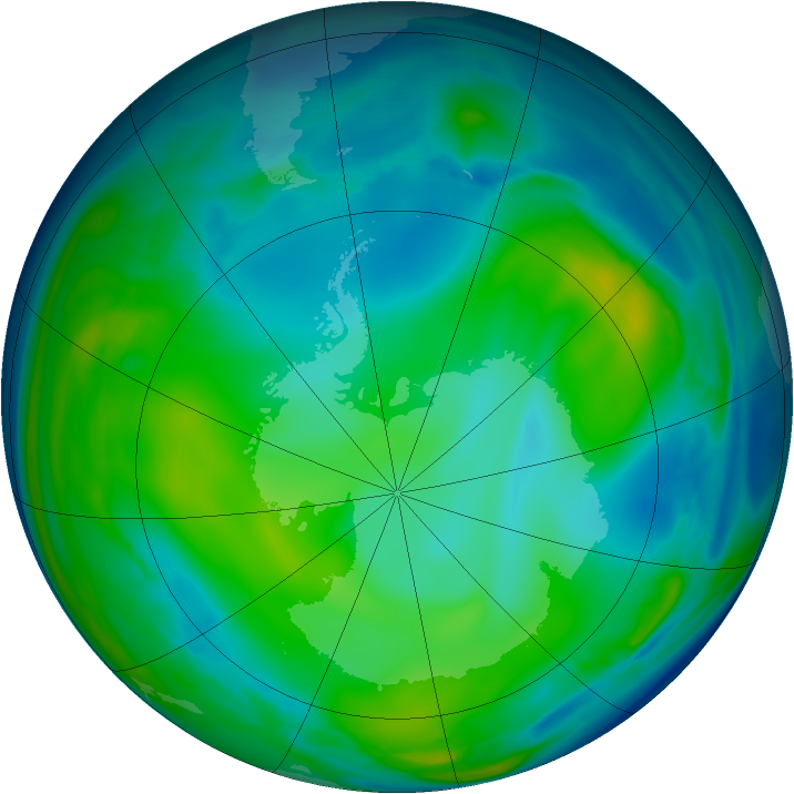 Antarctic ozone map for 27 June 2006